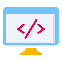 Computer programming colorful vector flat glyph icon.