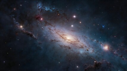 A sparkling galaxy filled with stars  nebulae  and planets.