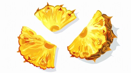 Naklejka premium Delicious Grilled Pineapple Slices on White Background