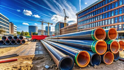 HDPE Water Pipes: Construction Site, City Water Supply System