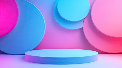 Obraz premium A minimalist abstract background features a simple 3D pedestal for showcasing products.