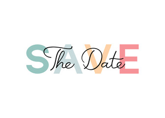 Handwritten modern brush calligraphy. Save the date isolated on white background for wedding invitations. Vector illustration
