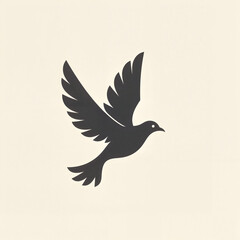 Obraz premium Flying bird silhouette against a beige background