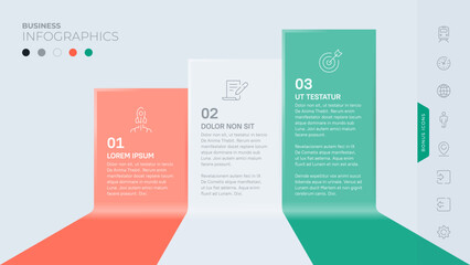 Three steps or stages. Vector infographic template for your presentation, brochure or website. All the elements are layered and can be edited