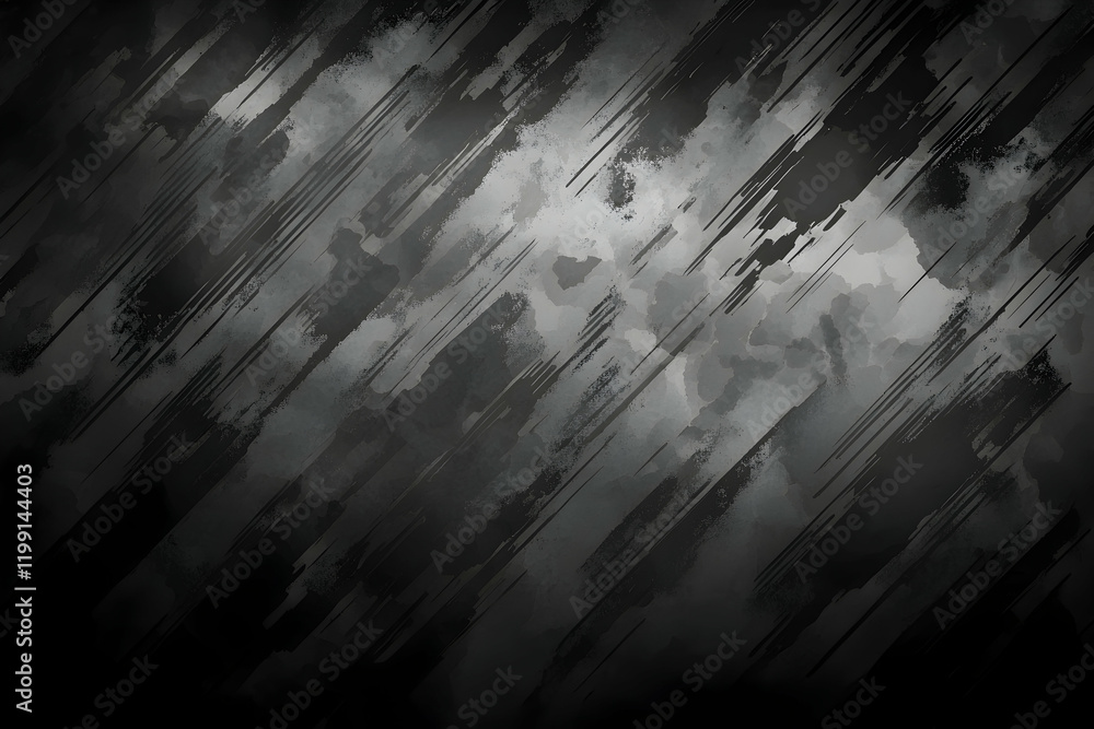 Poster abstract grayscale background with diagonal brush strokes and a dark vignette, ideal for grunge or e