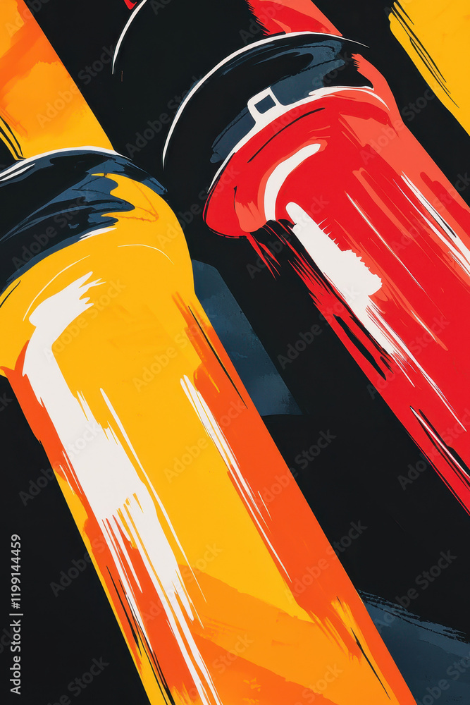 Poster dynamic abstract art with bold colorful strokes - a vivid expression of modern graphic design