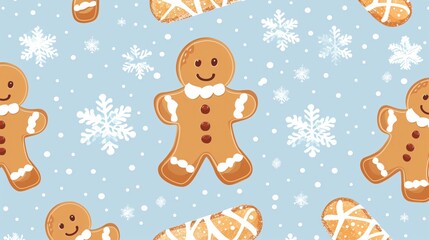 Cozy Winter Seamless Pattern with Adorable Gingerbread Man