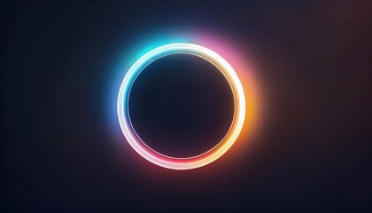Obraz premium luminous glowing circular gradient halo with vibrant spectrum tones on dark background, perfect for technology or futuristic themes