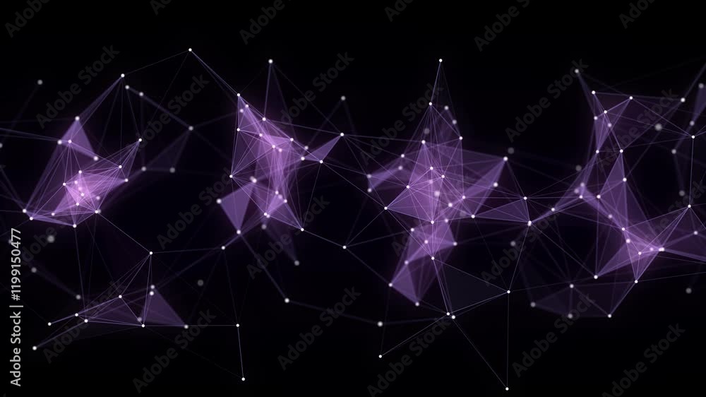 Poster Business futuristic backdrop. Network connection structure cyberspace with moving particles. Big data visualization. Abstract cyber security background. 3D rendering.