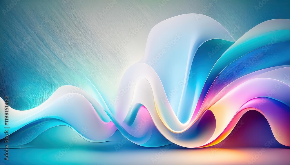 Poster serene abstract wave design with soft pastel hues and flowing gradients for modern background, brand