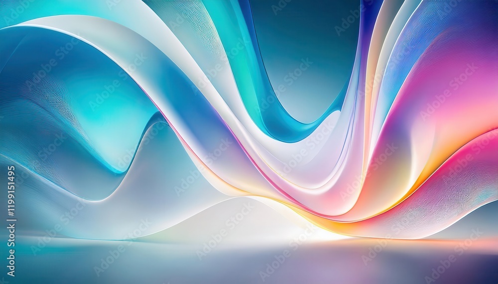 Poster serene abstract wave design with soft pastel hues and flowing gradients for modern background, brand