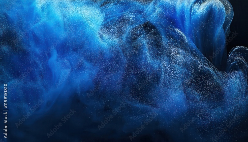 Poster ethereal swirls of deep blue abstract texture with shimmering light details, ideal for artistic back