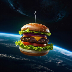 Classic Cheeseburger with Lettuce, Tomato, and Pickles in Stunning Detail