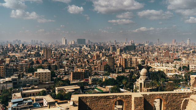 view over the city from muhammad-ali mosque in the egyptian capital cairo