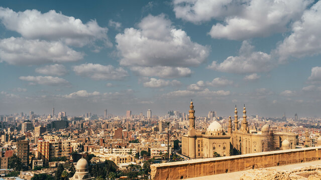 Fototapeta view over the city from muhammad-ali mosque in the egyptian capital cairo