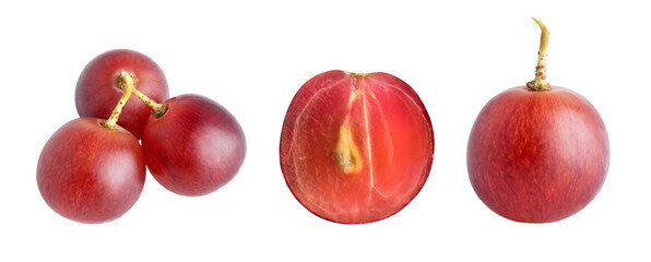 Red grape isolated on transparent background. Png format