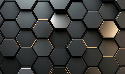 Abstract geometric background featuring a hexagonal pattern in shades of black and bronze. Ideal for modern design projects.