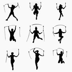 15 silhouettes of people jumping rope