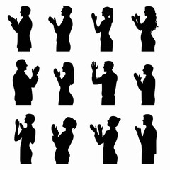 15 silhouettes of people clapping and cheering