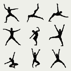 Fototapeta premium 15 silhouettes of people dancing in different styles