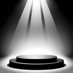 Fototapeta premium Elegant Ceramic Black Podium Illuminated by Cinematic Spotlight