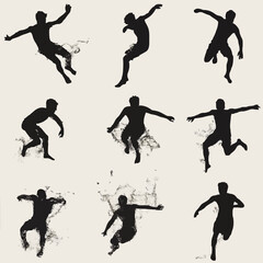 15 silhouettes of people jumping and diving into water