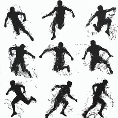 15 silhouettes of people jumping and diving into water