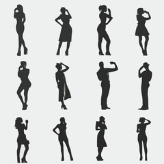 Obraz premium 15 silhouettes of people posing for photographs