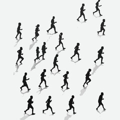 15 silhouettes of people running in a marathon