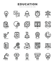 Set of simple Lineal Education Icons. Lineal art icons pack.