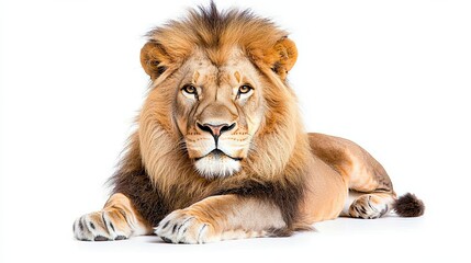 Majestic lion relaxing wildlife studio portrait