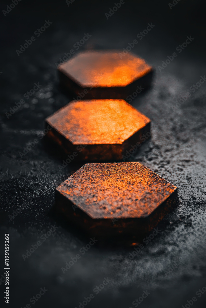 Poster stunning metallic hexagonal design capturing the essence of modern industrial geometry with brillian