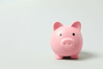 Piggy coin bank on colored background for money savings, financial security or personal funds concept.