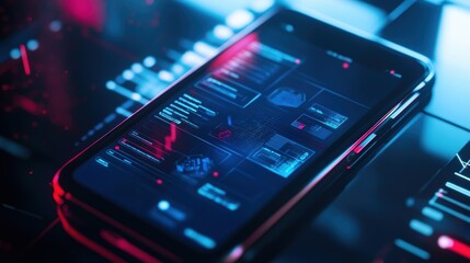 Obraz premium A detailed view of a smartphone with an app open that features short interactive quizzes on manufacturing principles and best practices.