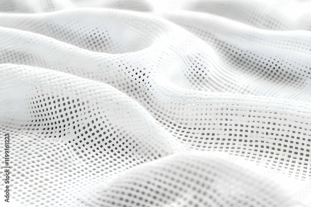 Aufkleber abstract close-up of white mesh fabric texture, showing soft waves and intricate grid pattern. ideal