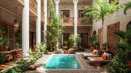 Fototapeta premium Luxurious Moroccan Courtyard Oasis.