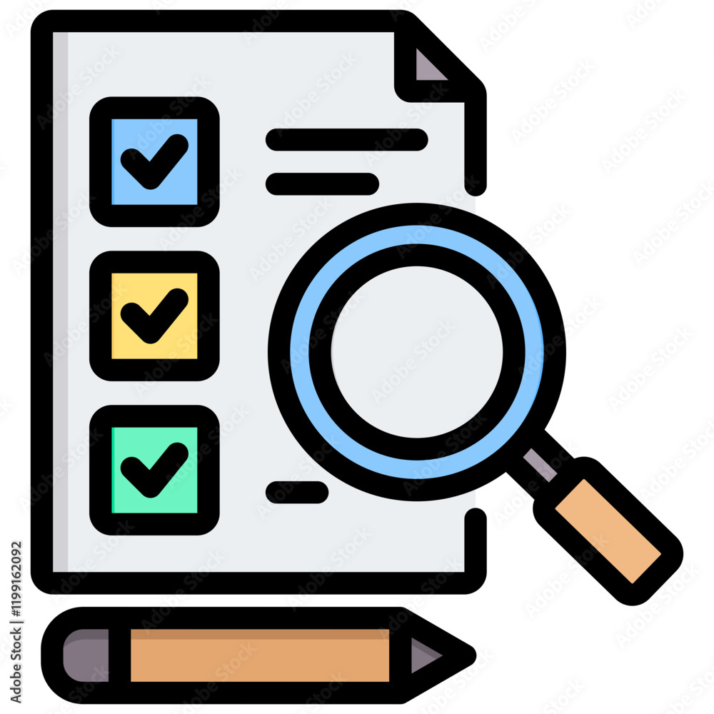Poster survey outline color icon