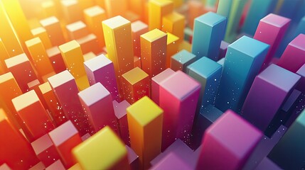 Obraz premium A rainbow of colorful blocks in abstract 3D design.