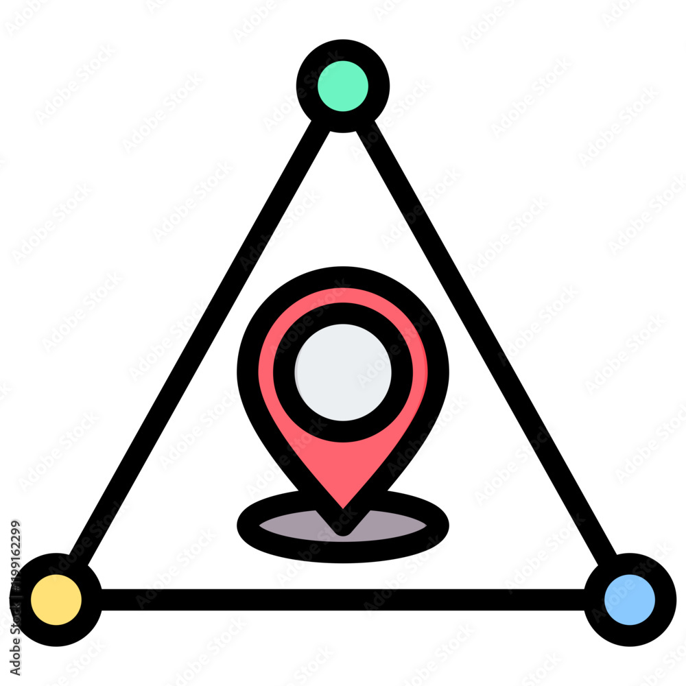Poster triangulation outline color icon