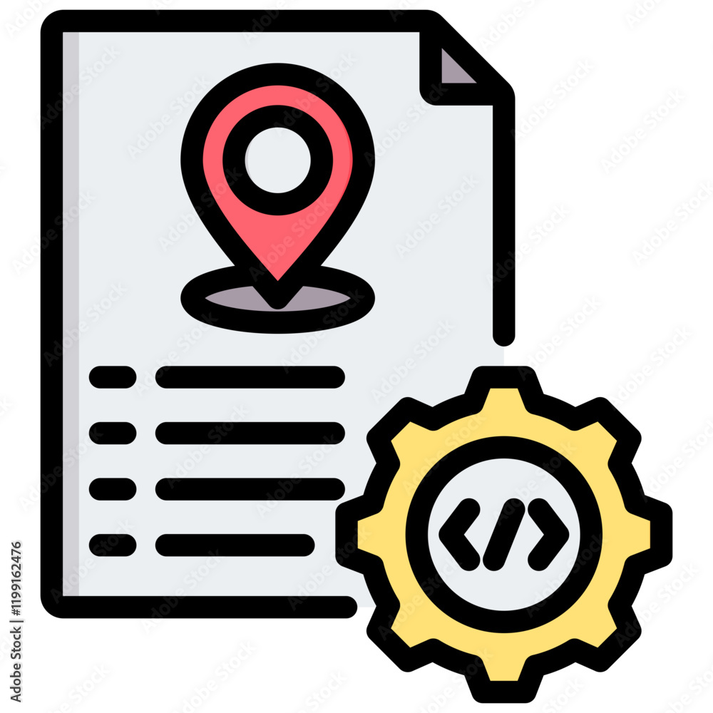 Poster geographic information system outline color icon