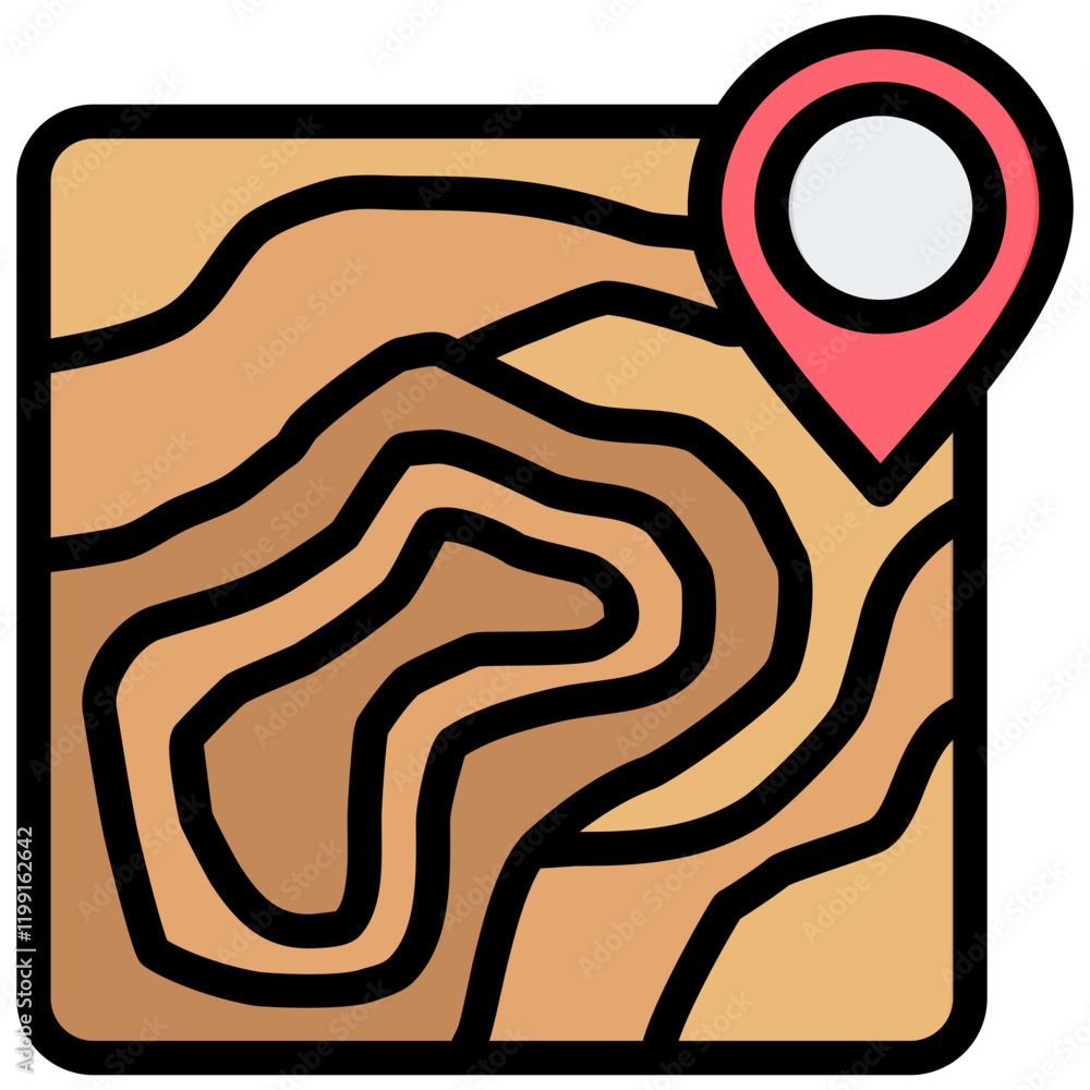 Poster topographic map outline color icon