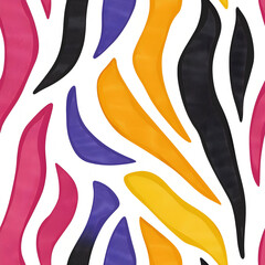 Colorful abstract pattern with wavy stripes in pink, orange, and black