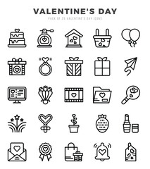 Valentine'S Day elements. Lineal web icon set. Simple vector illustration.