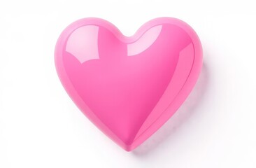 icon of one 3d pink heart on white background, symbol, valentine day