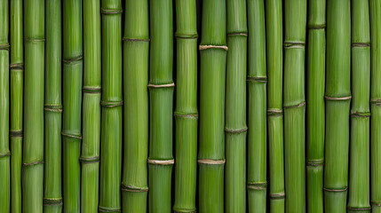 Fototapeta premium Bamboo stalks create vibrant green wall, showcasing nature beauty