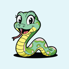 Cute and Playful Cartoon Snake Vector Illustration