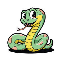 Fototapeta premium Cute and Playful Cartoon Snake Vector Illustration