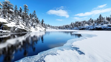 Frozen Lake in Winter Wonderland