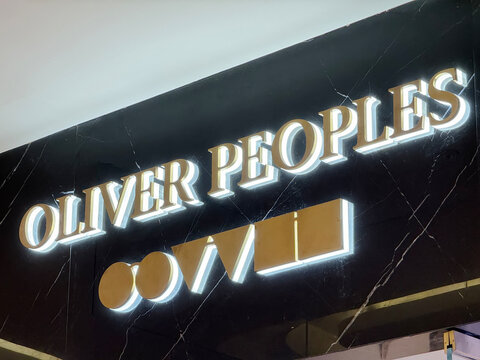 Shanghai,China-Jan.13th 2024: Oliver Peoples company brand logo close up