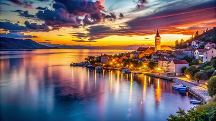 Fototapeta premium Long Exposure Seascape Bol Brac Croatia City View